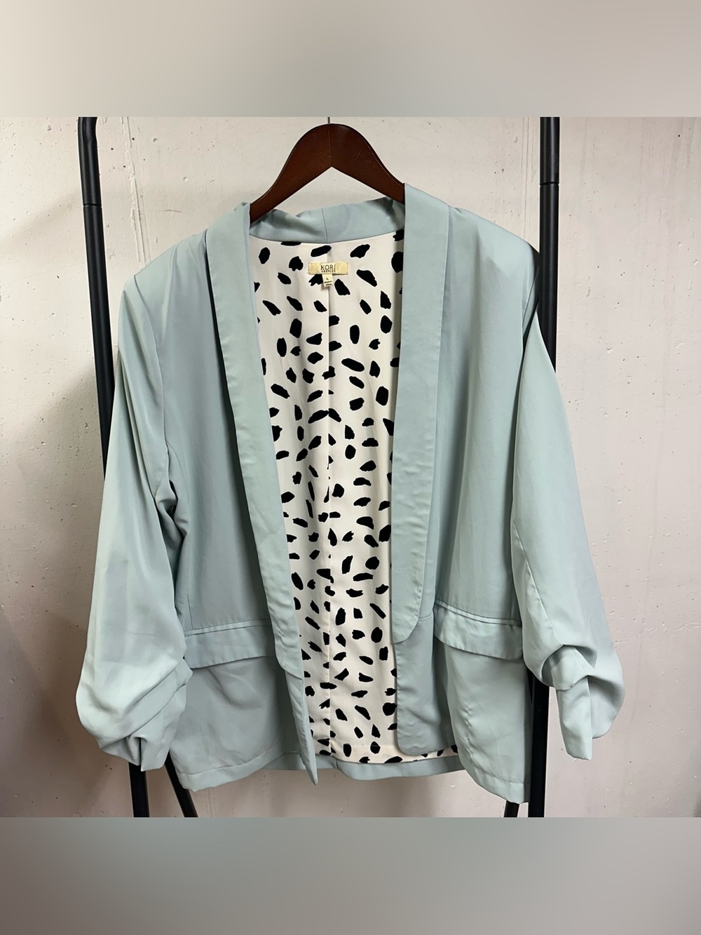 Kori Mint Green Open-Front Blazer with Printed Lining